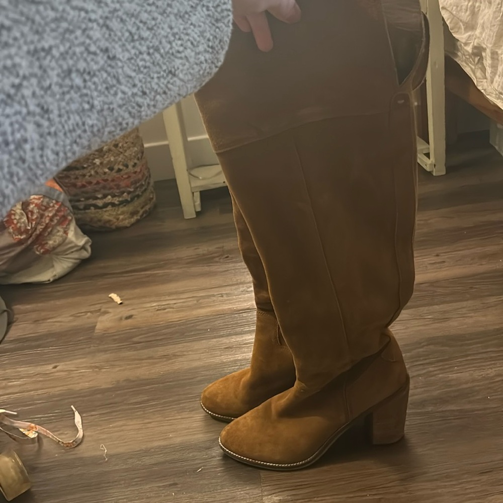 Steve Madden over the knee suede cognac boots